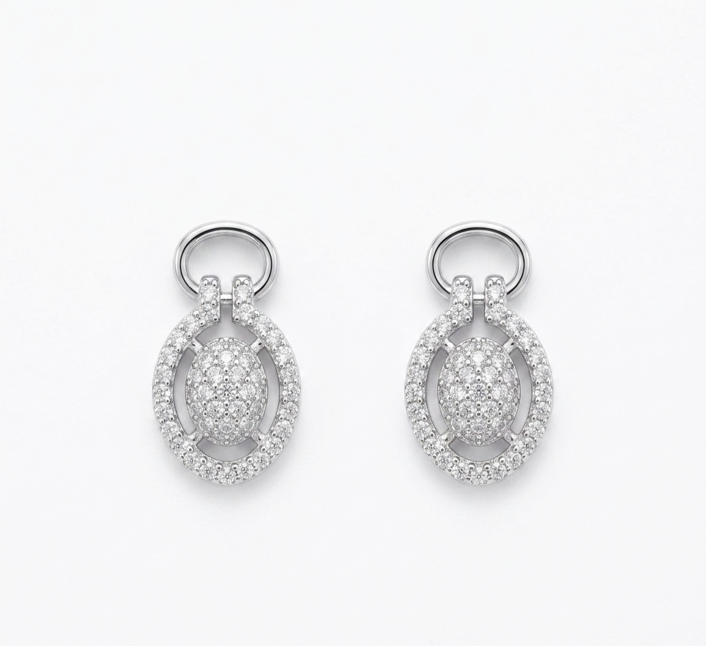 Oval Zircon Stone Necklace and Earrings Set