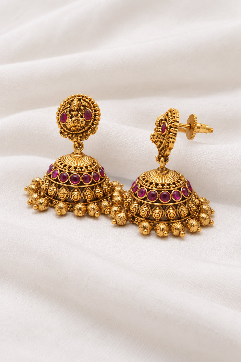 Traditional Antique Temple Lakshmi Jhumka Earrings