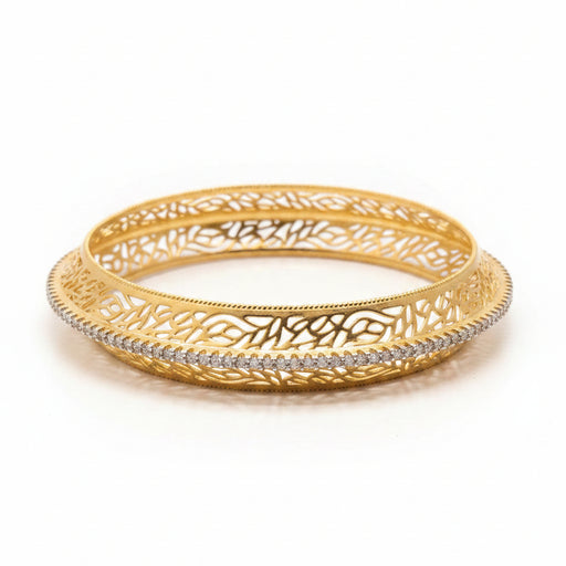 Gold-Plated Filigree Cutwork American Diamond Zircon Bangle