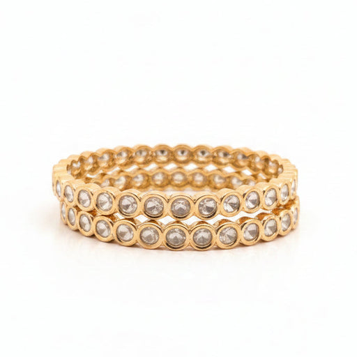 Gold-Plated Polki Kundan Bezel-Set Stone Bangle Set