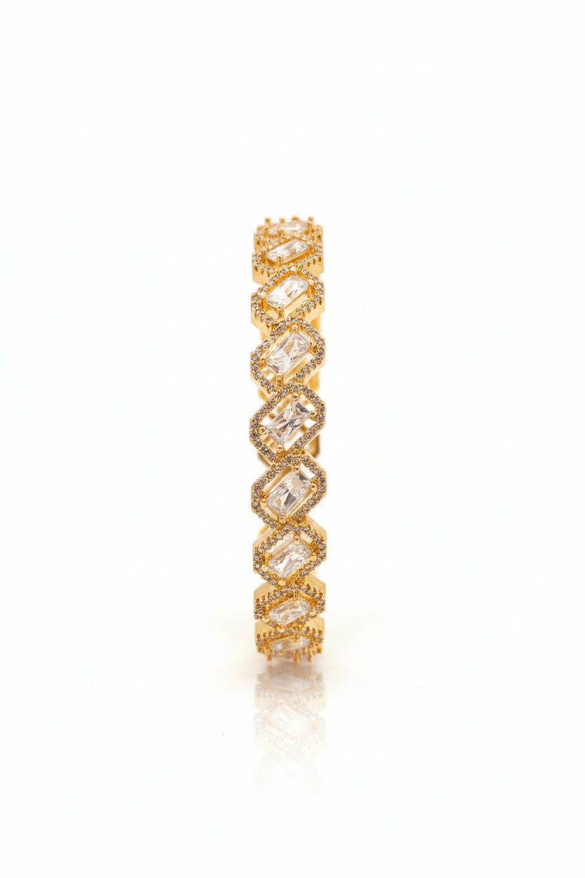 Rose Gold-Plated Zircon Diamond Bangle Set