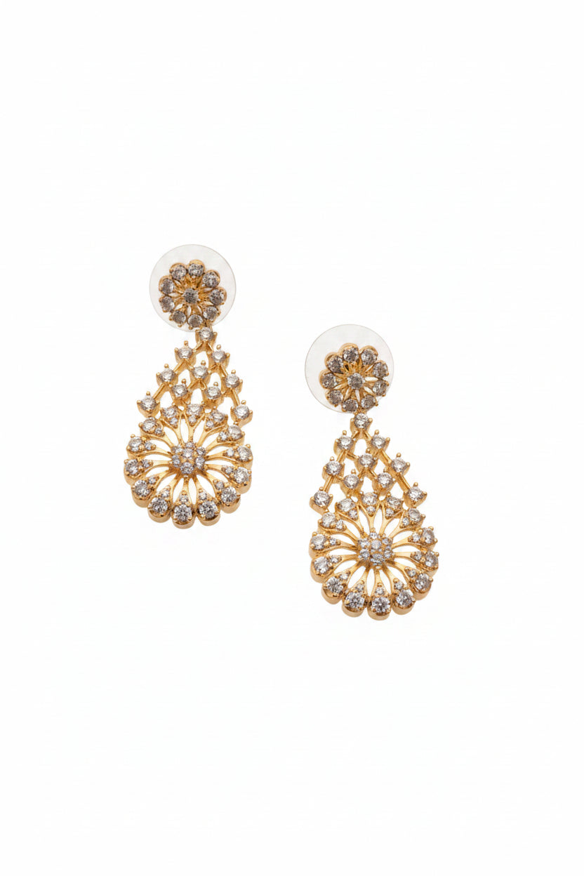 Elegant Gold-Tone Crystal Necklace & Earrings Set
