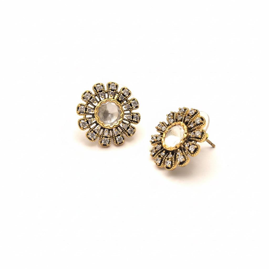 Antique Polish Floral Cluster White Zircon Victorian Tops