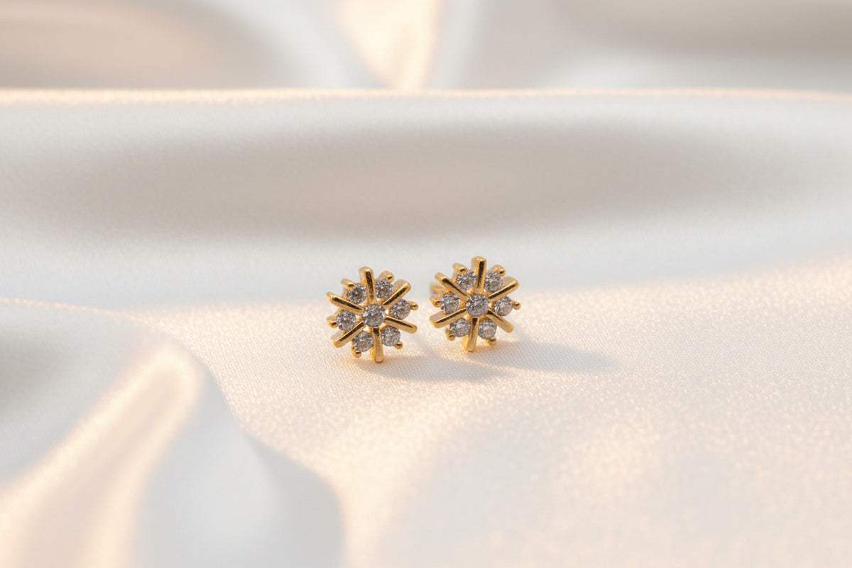 Gold-Plated Starburst Zircon Stud Earrings