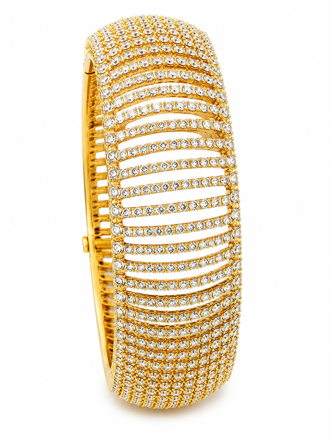 Traditional Vertical Stripe White Stone Studded Kangan