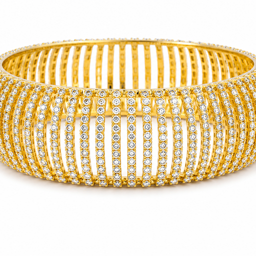 Traditional Vertical Stripe White Stone Studded Kangan
