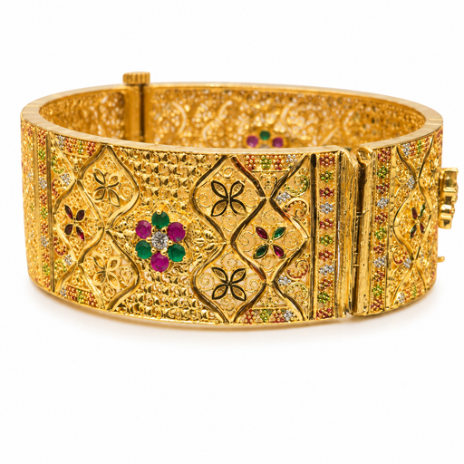 Antique Gold Plated Floral Antique Kada Bangle