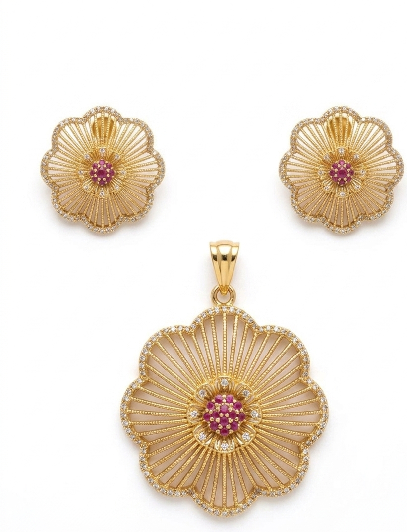 Elegant Floral Pearl Necklace Set
