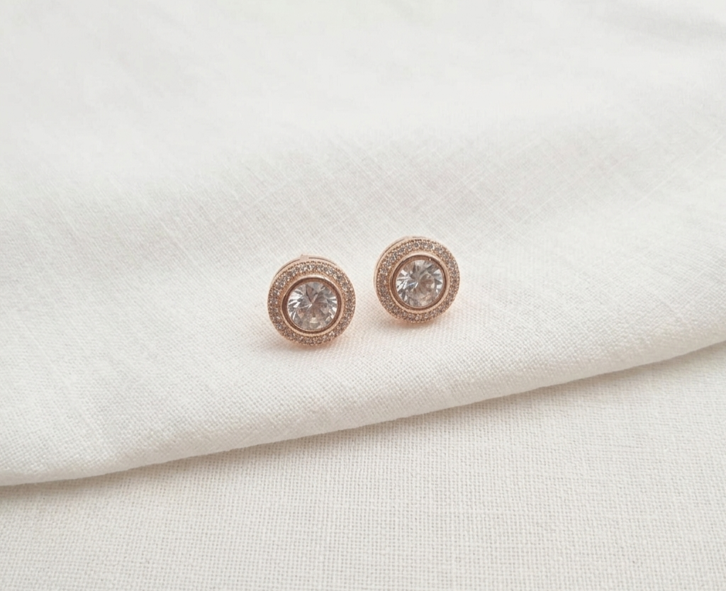 Premium Rose Gold-Plated Pave Zircon Party Wear Necklace Set