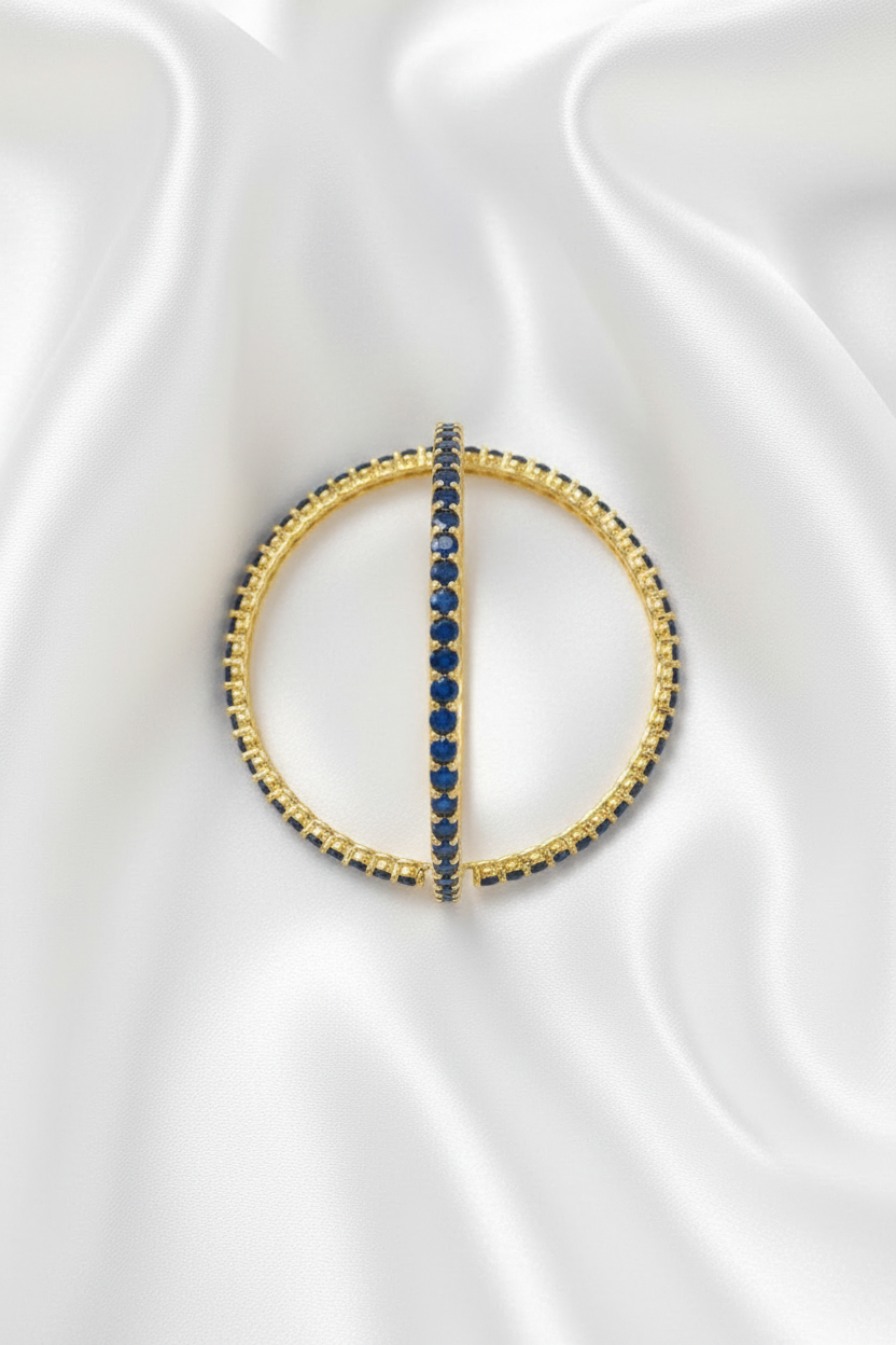 💙Blue Stone💎Gold-Tone Bangles