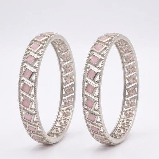 Silver-Plated Rhombus Zircon Stone Bangle Set