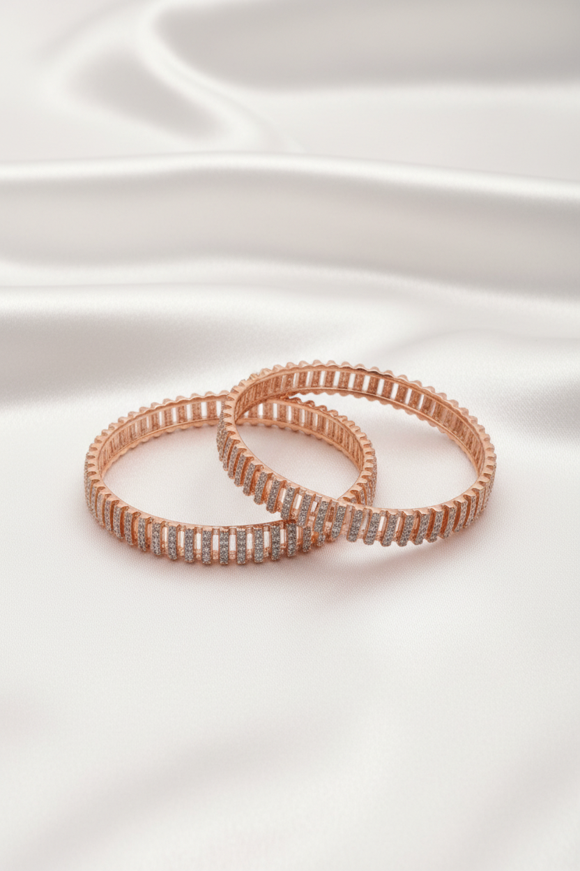 Gold-Plated Zircon Architectural Panel Stackable Bangles