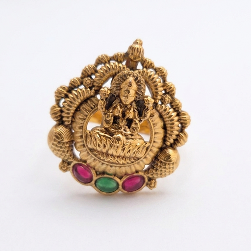 Traditional Ethnic Temple Lakshmi Motif Party Wear Adjustable Ring