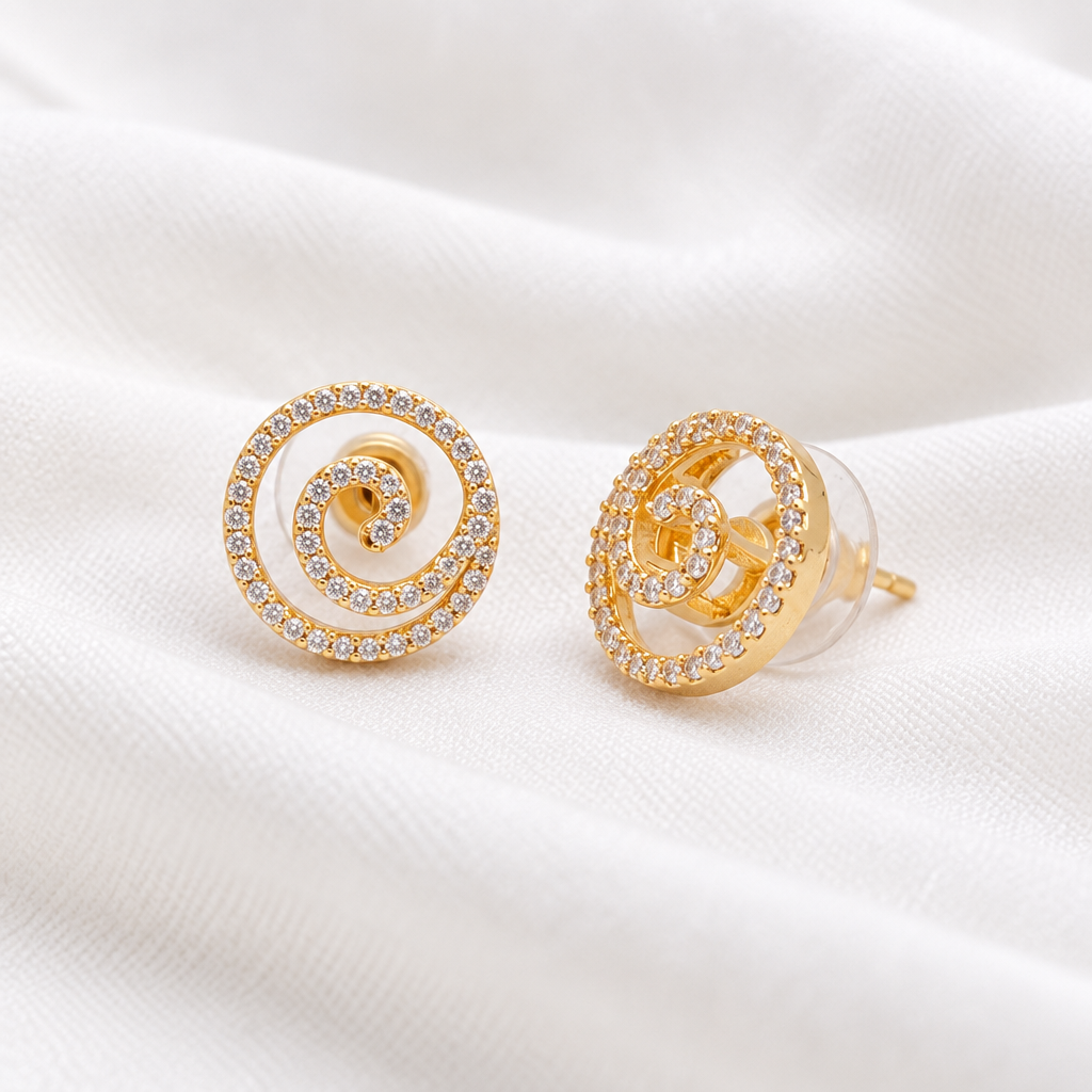 Sparkling Contemporary Circular White Zircon Everyday Studs
