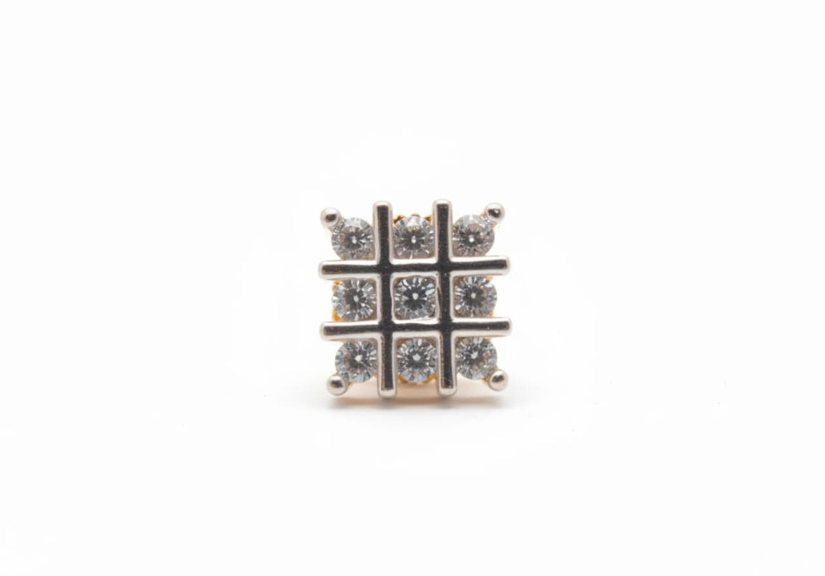 Minimalist Nine Stone Cluster Geometric Square Clear Crystal Studs