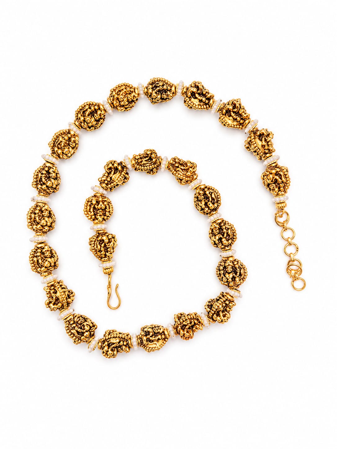 Traditional Gold-Tone Floral Beaded Necklace