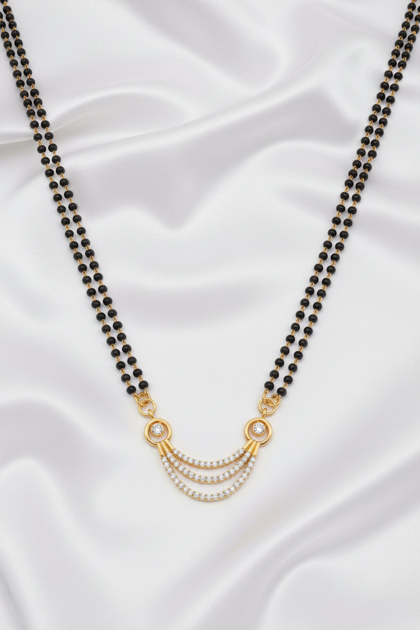 Antique Lakshmi Devi Pendant Necklace with Double Beaded Gold-Tone Chain