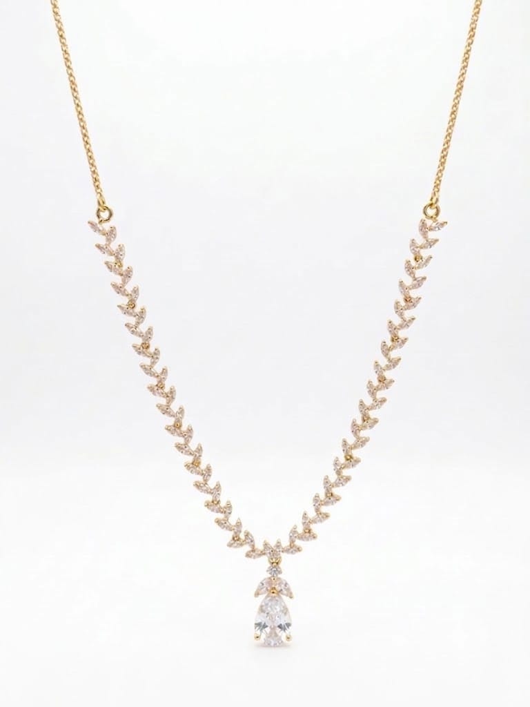 Pink and White Zircon Stone Necklace and Earrings Set