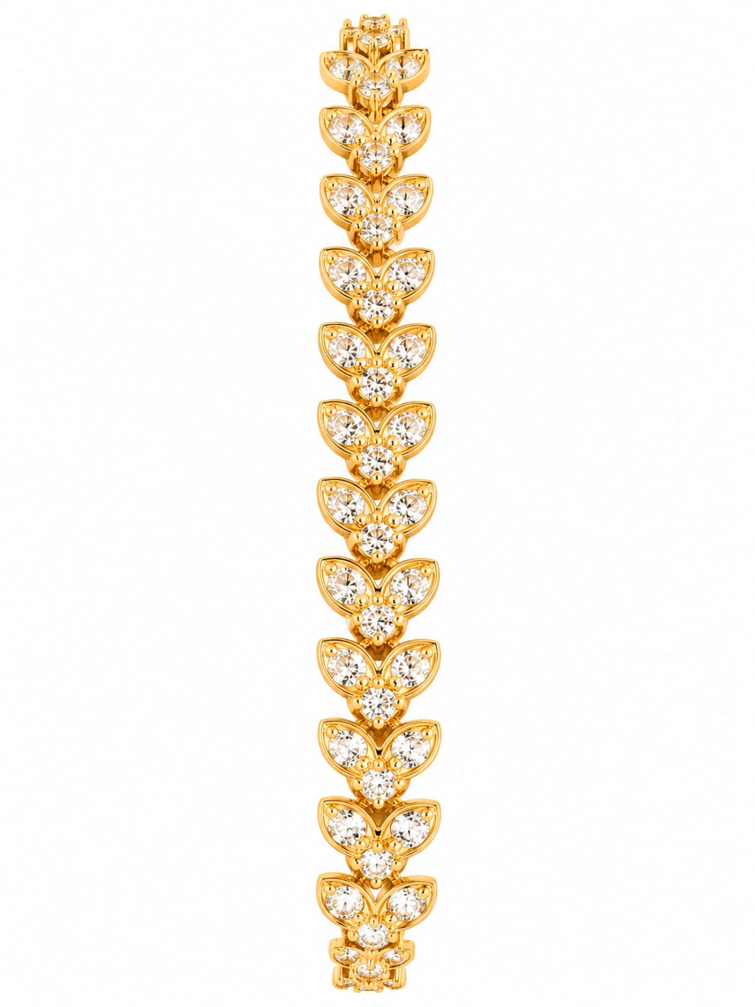 Luxury Leaf Design Tennis Bracelet – Gold Plated Crystal CZ Bracelet for Women