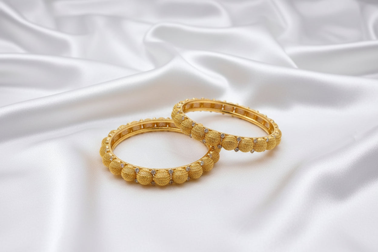 💎Traditional Gold Beaded Designer Bangles with Multicolor 🌈✨💎Stone Detailing