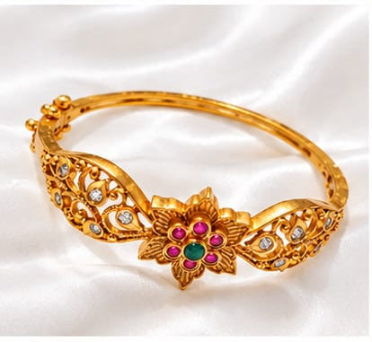 Timeless Heritage Openable Floral Filigree Kada Bracelet