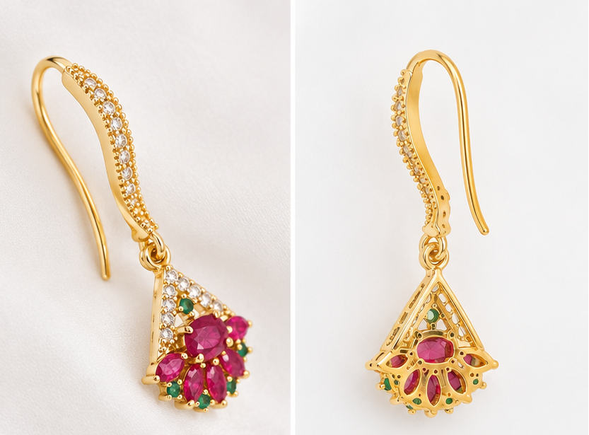Gold-tone floral drop earrings