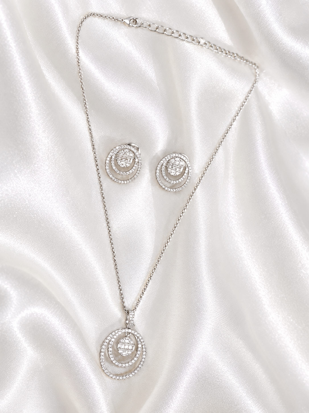 Crystal Halo Jewelry Set - Gold & Silver