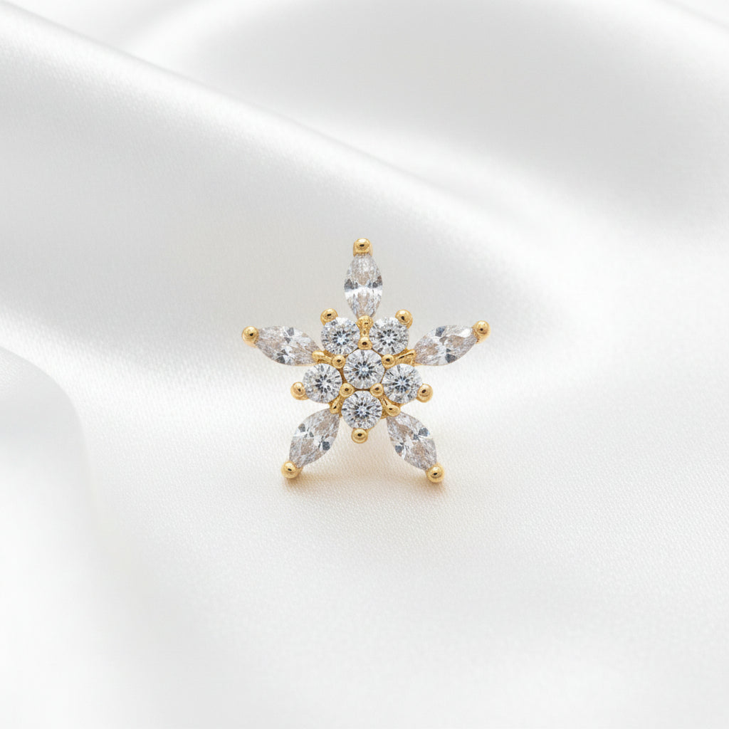 Zircon Marquise and Round Starburst Cluster Stud Earrings