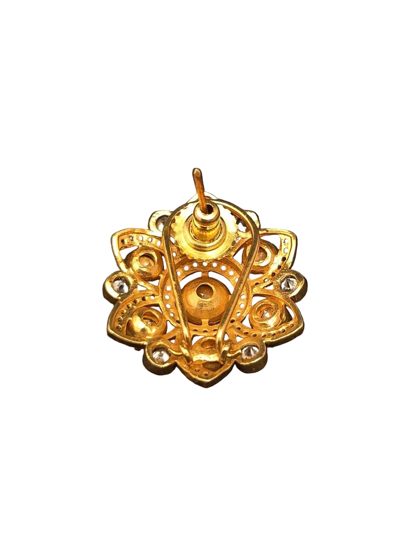 Gold-Plated Kundan Layered Polki Stud Earrings