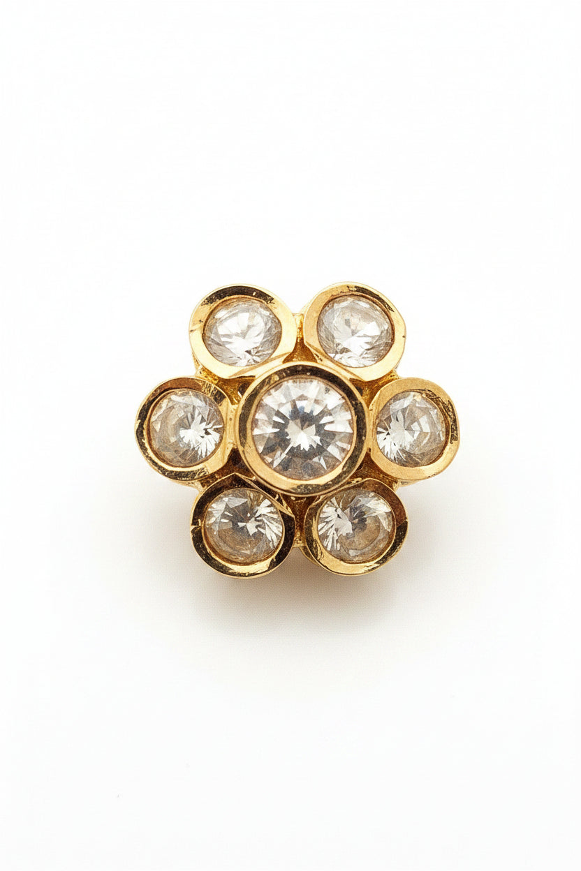 Traditional Gold-Plated Kundan Mini Floral Stud Earrings