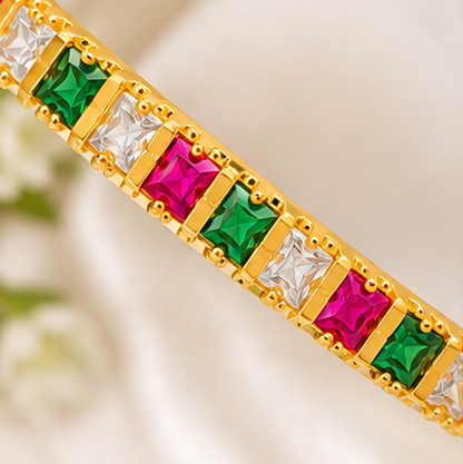 🌈✨Multicolor Stone Gold Plated Bangles for Women | Traditional Designer Bangle Set