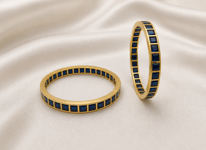 🌈✨4-Color Square Stone Gold Plated Bangles – 💚Emerald, 🩷Ruby Pink, 💙Dark Blue & 💜Purple**
