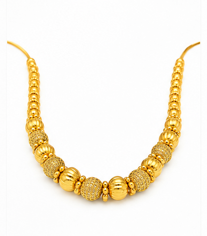 Elegant Gold-Tone CZ Beaded Necklace