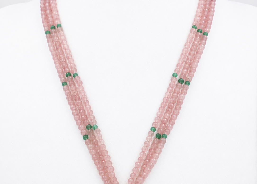 Pink Beaded Peacock Pendant Necklace Set with Earrings | Traditional Jewelry