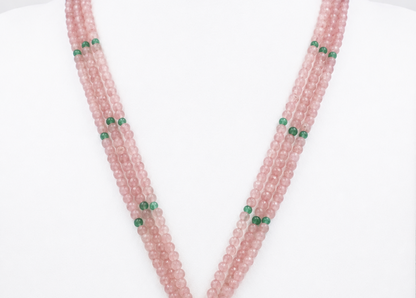 Pink Beaded Peacock Pendant Necklace Set with Earrings | Traditional Jewelry