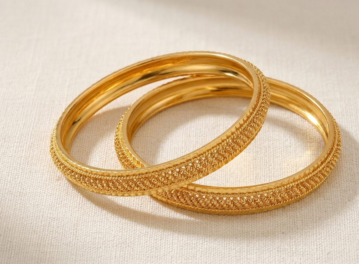 Elegant Gold Plated Textured Designer Bangle Set for Women
