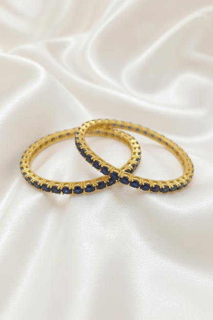 Blue Stone Gold-Tone Bangles