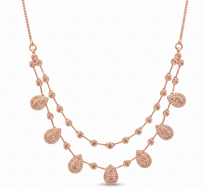 Double-Layer Zircon Stone Necklace and Earrings Set