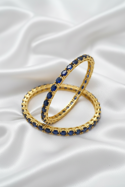 Blue Stone Gold-Tone Bangles