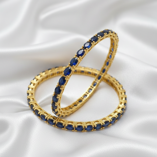 Blue Stone Gold-Tone Bangles