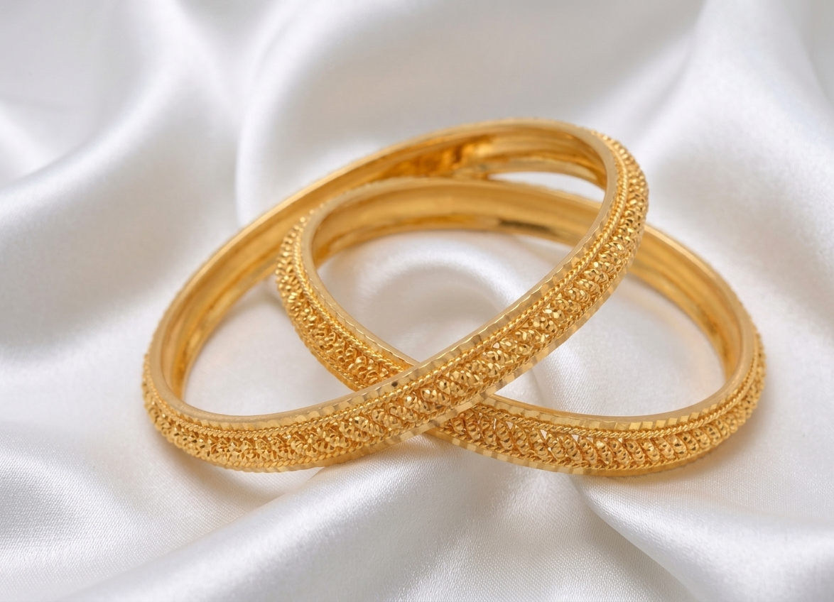 Elegant Gold Plated Textured Designer Bangle Set for Women