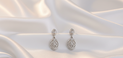 Rose Gold-Plated Interlinked Floral Motif Zircon Necklace with Earrings