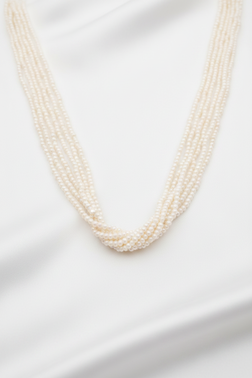 Lakshmi Pearl Temple Necklace Set with Matching Jhumka Earrings