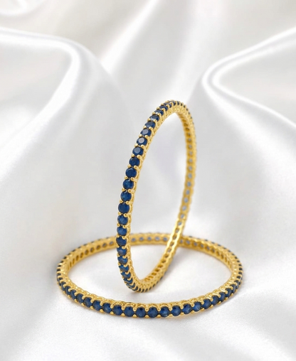 💙Blue Stone💎Gold-Tone Bangles