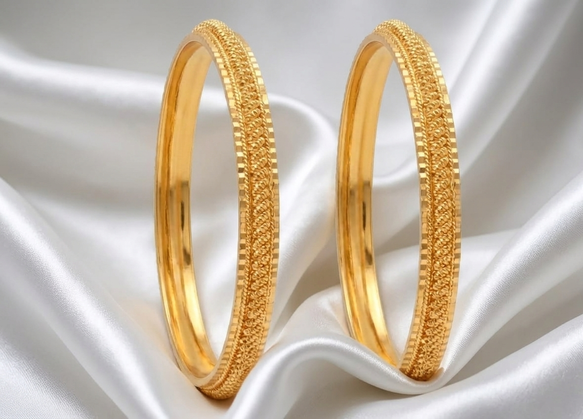 Elegant Gold Plated Textured Designer Bangle Set for Women