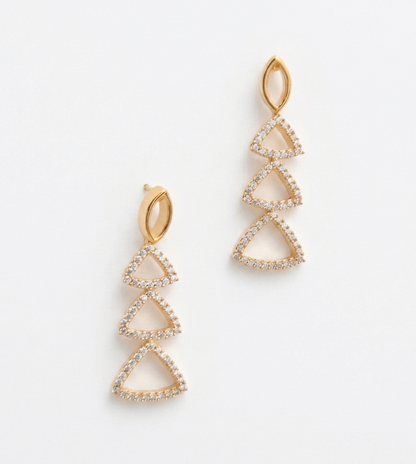 Silver Geometric Zircon Stone Necklace and Earrings Set