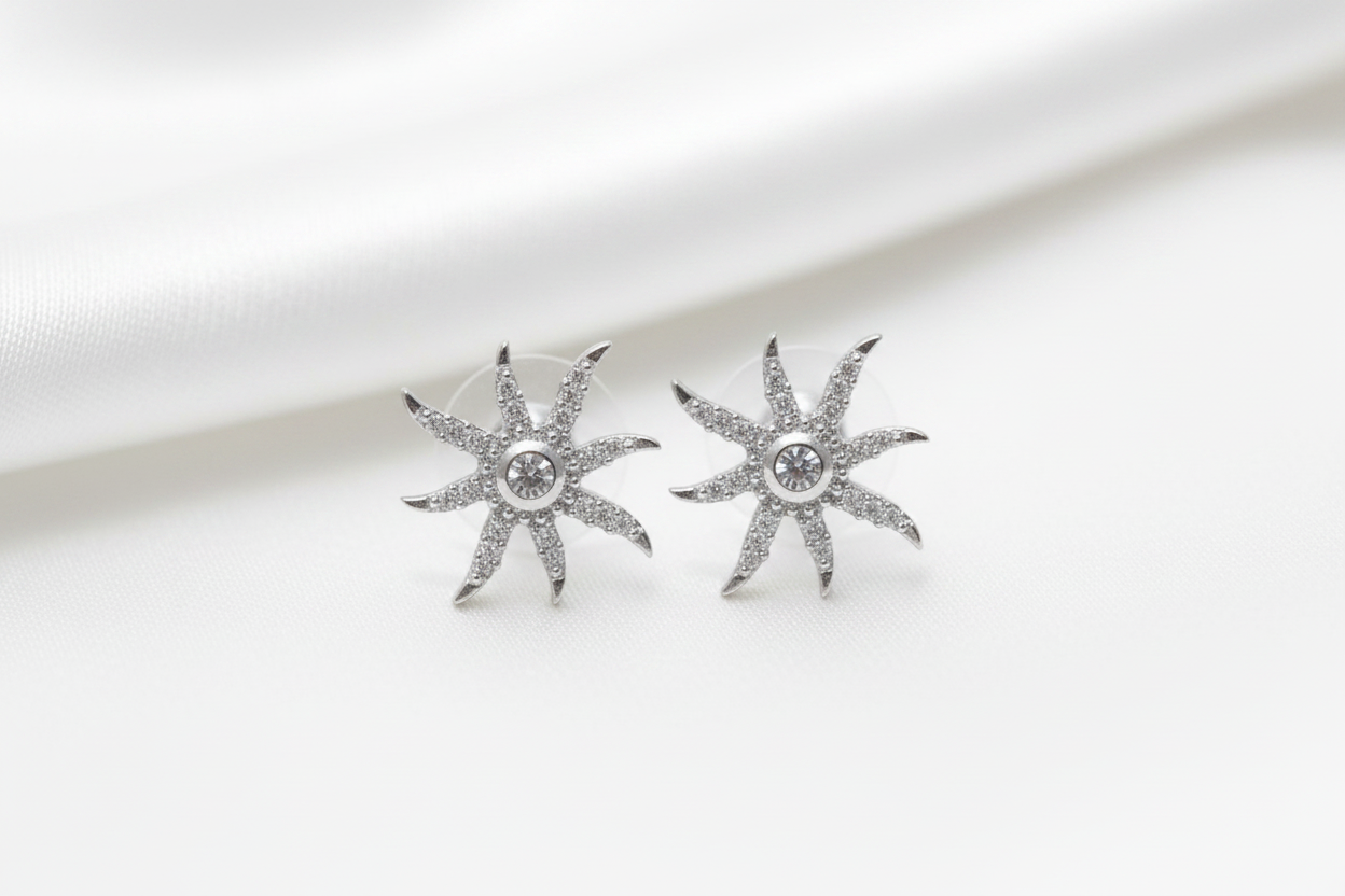 Zircon Earring (Rhodium)