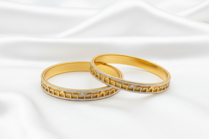 Elegant Greek Key Gold-Tone Bangle  Set – Classic Geometric Jewelry