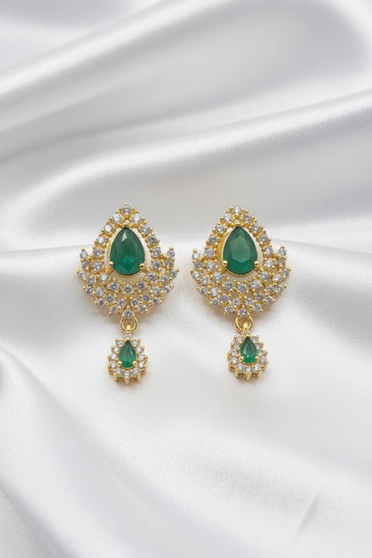 Premium CZ Teardrop Dangle Earrings – Emerald, Ruby Pink & Victorian  Collection