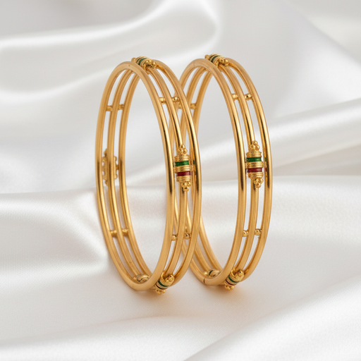 Elegant Gold Finish Multi-Layer Designer Bangles